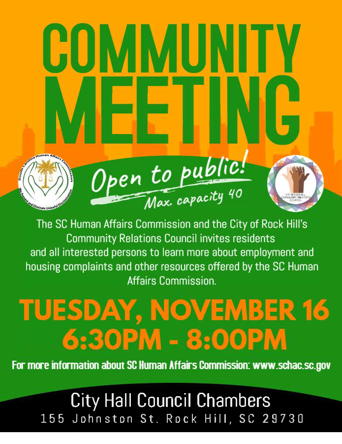 Rock Hill Community Meeting November 16, 2021 at 6:30 p.m.
